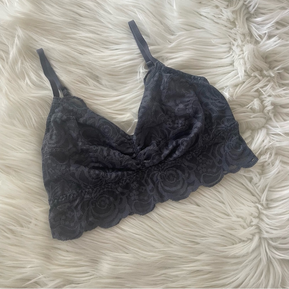 Victoria’s Secret Pink Lace Bralette Charcoal Gray Size Small Simple Sexy